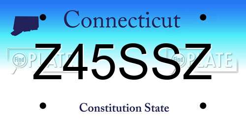 Z45SSZ Connecticut License Plate