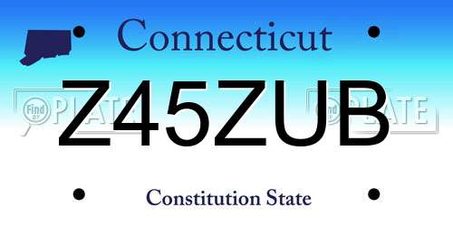 Z45ZUB Connecticut License Plate