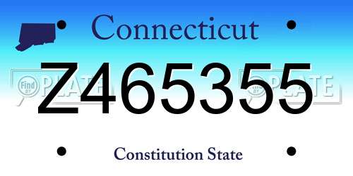 Z465355 Connecticut License Plate
