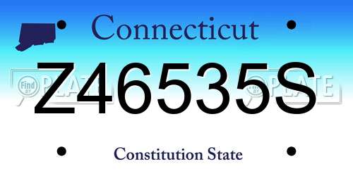 Z46535S Connecticut License Plate