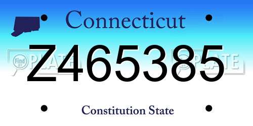 Z465385 Connecticut License Plate