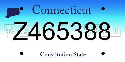Z465388 Connecticut License Plate