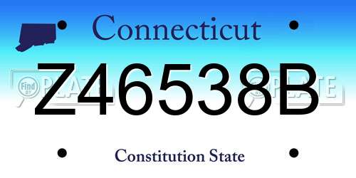 Z46538B Connecticut License Plate