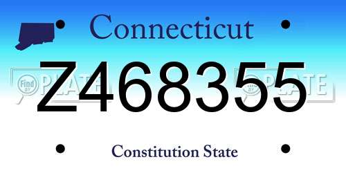 Z468355 Connecticut License Plate