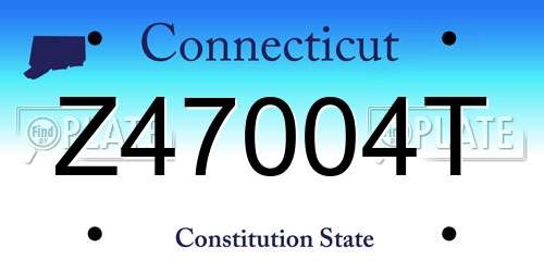 Z47004T Connecticut License Plate