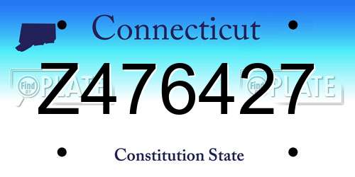 Z476427 Connecticut License Plate