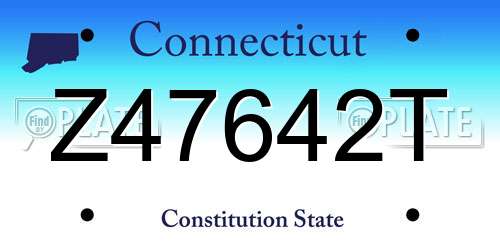 Z47642T Connecticut License Plate