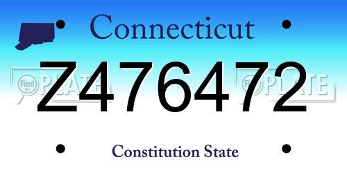 Z476472 Connecticut License Plate