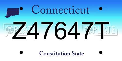 Z47647T Connecticut License Plate