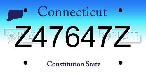 Z47647Z Connecticut License Plate