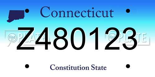 Z480123 Connecticut License Plate