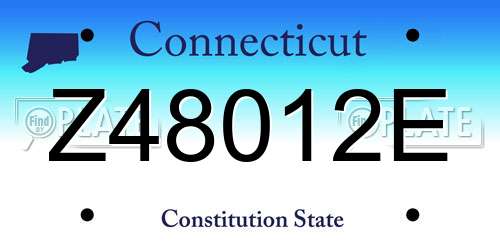 Z48012E Connecticut License Plate