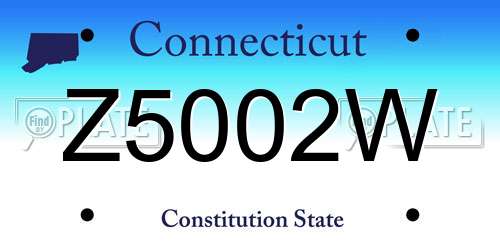 Z5002W Connecticut License Plate