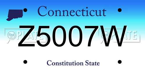 Z5007W Connecticut License Plate