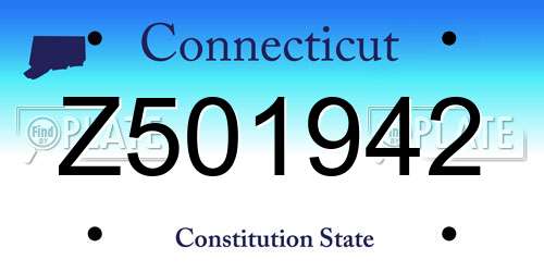 Z501942 Connecticut License Plate