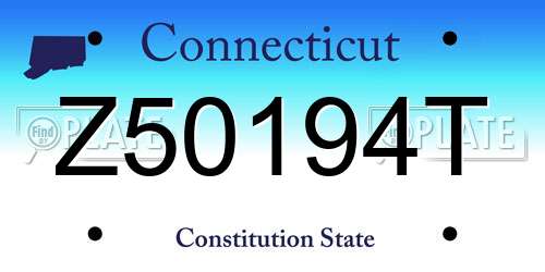 Z50194T Connecticut License Plate