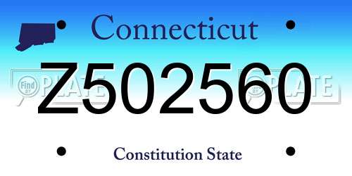 Z502560 Connecticut License Plate