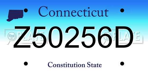 Z50256D Connecticut License Plate