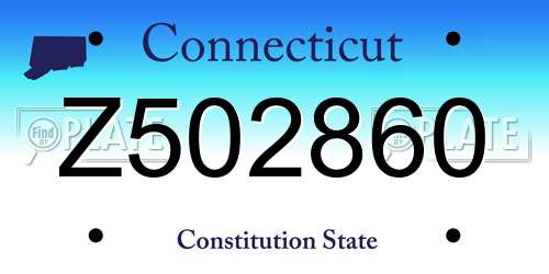 Z502860 Connecticut License Plate