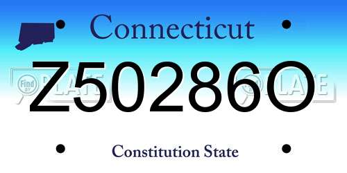Z50286O Connecticut License Plate