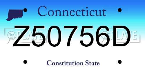 Z50756D Connecticut License Plate