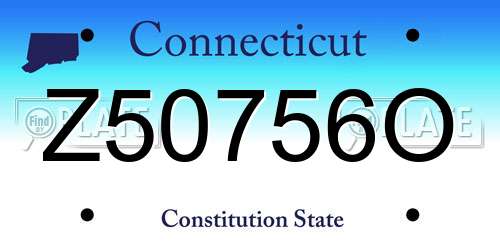 Z50756O Connecticut License Plate