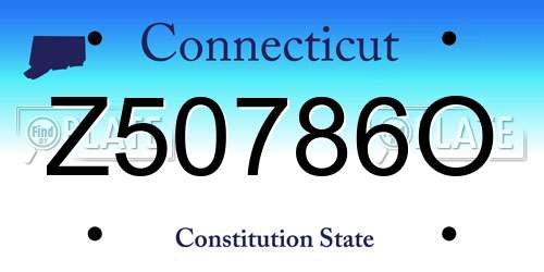 Z50786O Connecticut License Plate