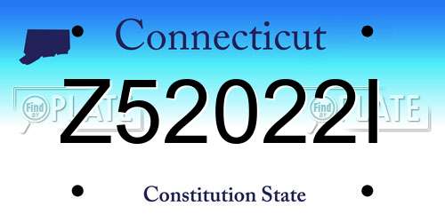 Z52022I Connecticut License Plate