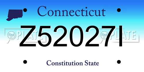 Z52027I Connecticut License Plate