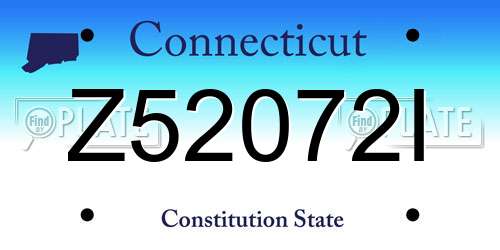 Z52072I Connecticut License Plate