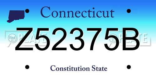 Z52375B Connecticut License Plate