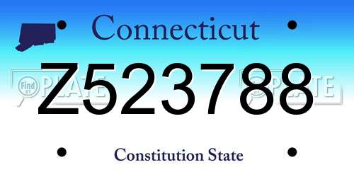 Z523788 Connecticut License Plate