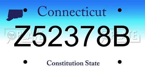 Z52378B Connecticut License Plate