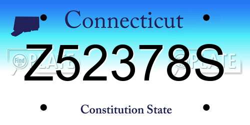 Z52378S Connecticut License Plate