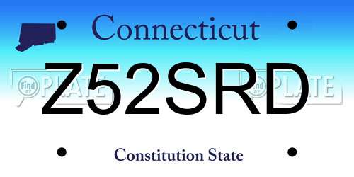 Z52SRD Connecticut License Plate