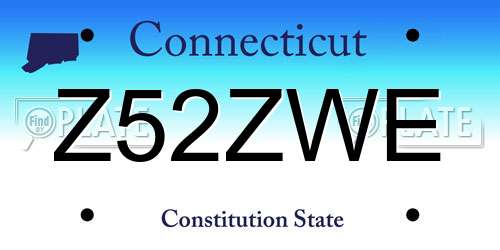 Z52ZWE Connecticut License Plate