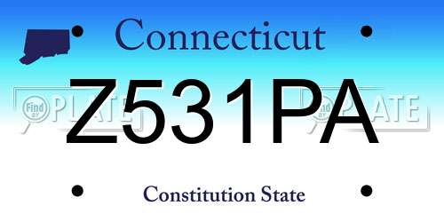 Z531PA Connecticut License Plate