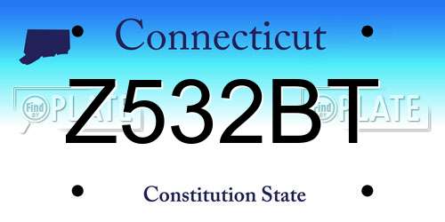 Z532BT Connecticut License Plate