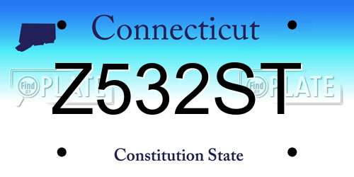 Z532ST Connecticut License Plate