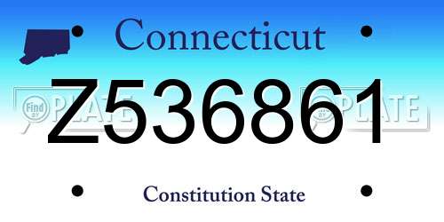 Z536861 Connecticut License Plate