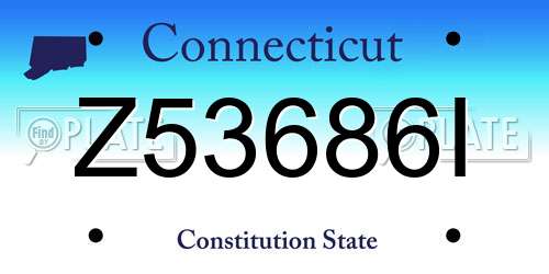 Z53686I Connecticut License Plate