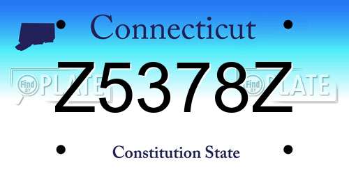 Z5378Z Connecticut License Plate