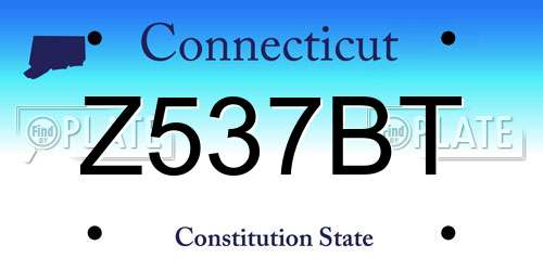 Z537BT Connecticut License Plate