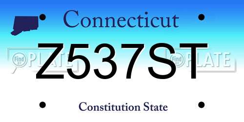Z537ST Connecticut License Plate