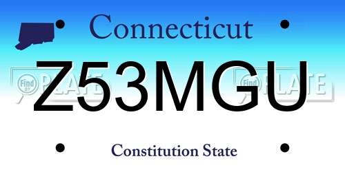 Z53MGU Connecticut License Plate