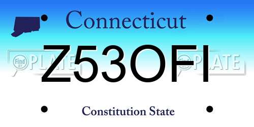 Z53OFI Connecticut License Plate