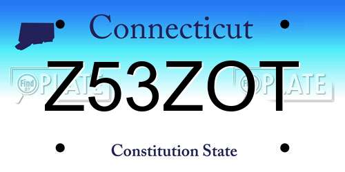Z53ZOT Connecticut License Plate