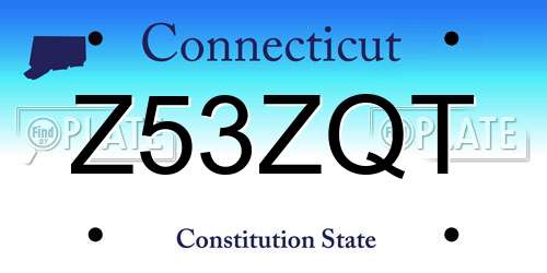Z53ZQT Connecticut License Plate