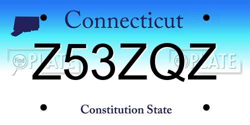 Z53ZQZ Connecticut License Plate