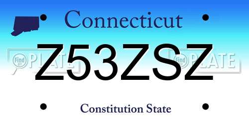 Z53ZSZ Connecticut License Plate